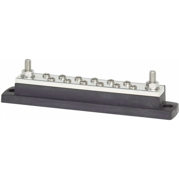 Blue Sea Busbar 2105-BSS MaxiBus; 4 Stud Terminal/4 Screw Terminal; 300 Volts AC/48 Volts DC; 250 Amps; Plastic Base With Tin-Plated Copper Bus