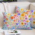 thumbnail image 2 of Spring Floral Pillow Covers Queen, Watercolor Colorful Botanical Summer Soft Brushed Microfiber Breathable Throw Pillow Covers, Pillowcase with Zipper for Couch Sofa Bedroom Living Room 20"x30", 2 of 9