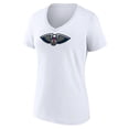 thumbnail image 2 of Women's White New Orleans Pelicans Logo V-Neck T-Shirt, 2 of 3
