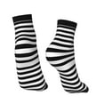 thumbnail image 2 of Women's Men's Black And White Stripe Lightweight Ventilation Quarter Ankle Socks, 2 of 7