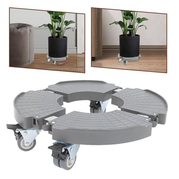 HONMEET Heavy Duty Wheeled Plant Saucer Flower Pot Base Grey Stability 1 Set