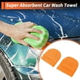 thumbnail image 2 of 2 Pcs Car Wash Towel Sponge Car Cleaning Wiping Dryer Car Washing Tool 12x11.5x2cm Tangerine Color, 2 of 6