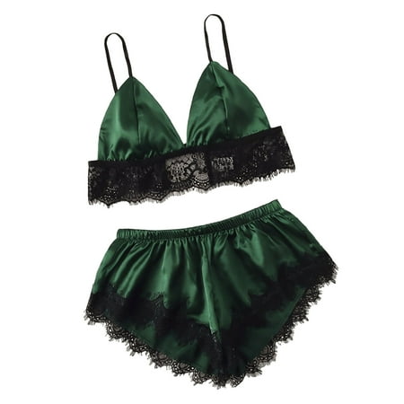 

AnuirheiH Women Lingerie Corset Lace Free Wire Racy Muslin Sleepwear Underwear Tops+Briefs On Sale