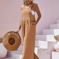 thumbnail image 1 of Wide Leg Overall Jumpsuit, Casual Button Front Suspender Jumpsuit, Women's Clothing, 1 of 5