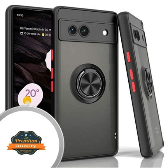 Xpression Cover for Samsung Galaxy Z Flip 5 Finger Ring Stand Holder Kickstand Hybrid Frosted Matte Silicone TPU Hard PC Slim Frame Phone Case - Black