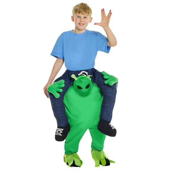 Morph Kids Alien Piggyback Costume Ride On Halloween Piggy Back Fancy Dress Halloween Green L
