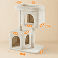 thumbnail image 6 of Yaheetech 33.4" Double Condo Plush Cat Tree with Scratching Posts, Beige, 6 of 7