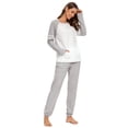 thumbnail image 1 of MintLimit Women's Pajamas Set Crew Neck Solid Striped Raglan Long Sleeve Shirt and Jogging Pants with Pocket Soft Nightwear 2 Piece Sleepwear, 1 of 4
