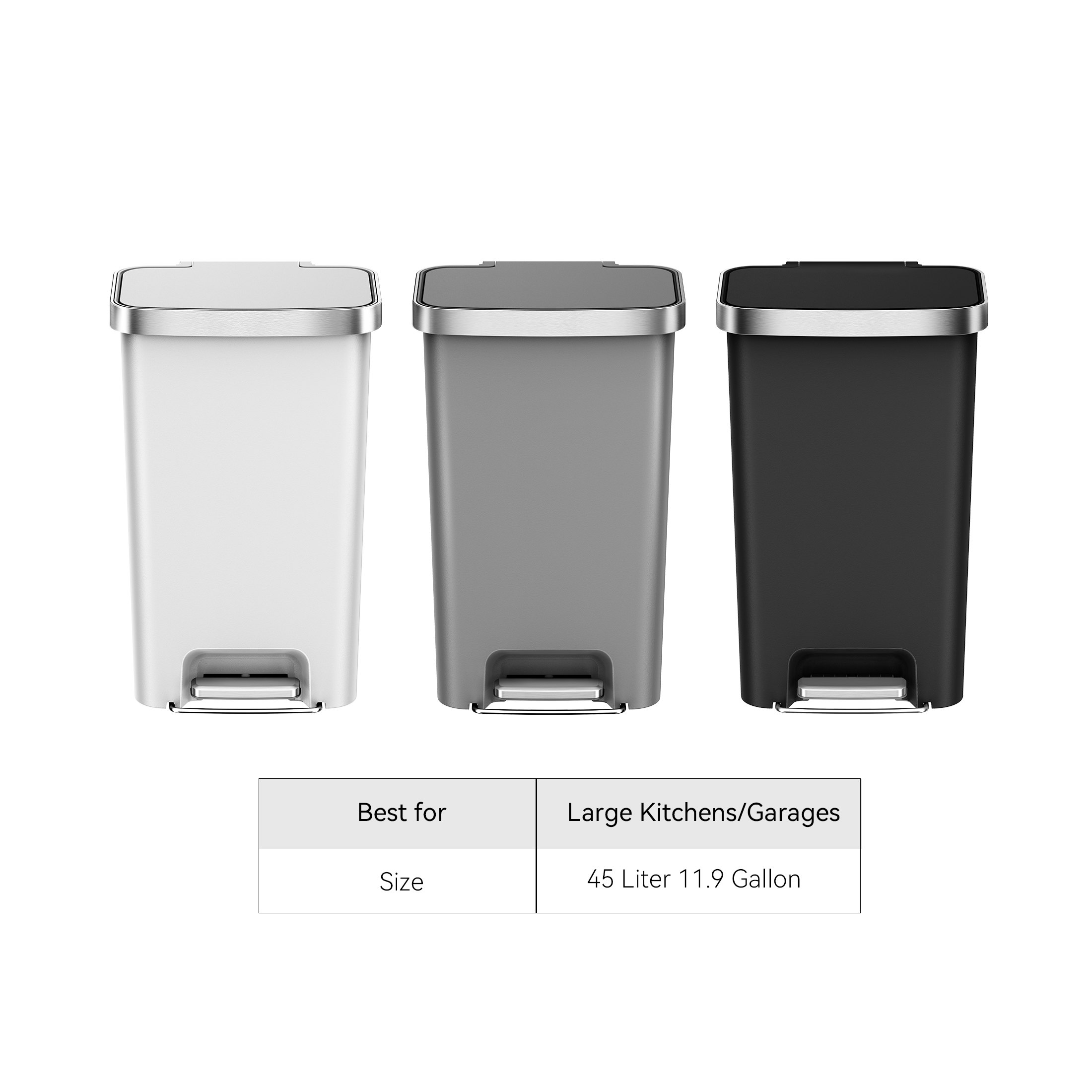 Better Homes & Gardens 11.9-Gallon Step Trash Can, Gray photo 4