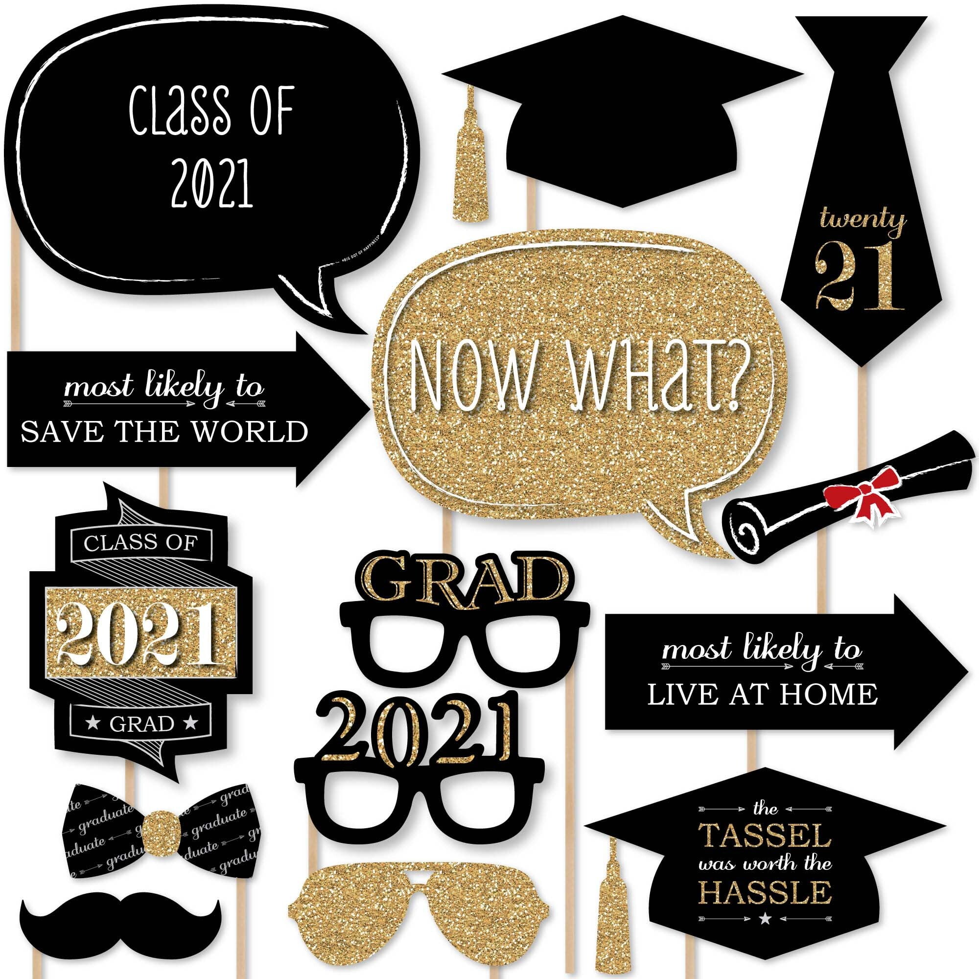 8.5 x 11 Black Senior Grad Photo Prop High School Graduate Photo Booth 2018 Graduation Sign and Gold Instant Download White