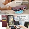 thumbnail image 5 of Compatible with Google Pixel Fold Wallet Case, PU Leather Flip Case with Card Holders RFID Blocking Stand [Shockproof TPU Inner Shell] Phone Cover for Google Pixel Fold, Wine, 5 of 11