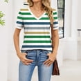 thumbnail image 5 of Turilly Casual Tops for Women Striped Printed Short Sleeve Blouses V-Neck Pullover Comfy Breathable Top, 5 of 6