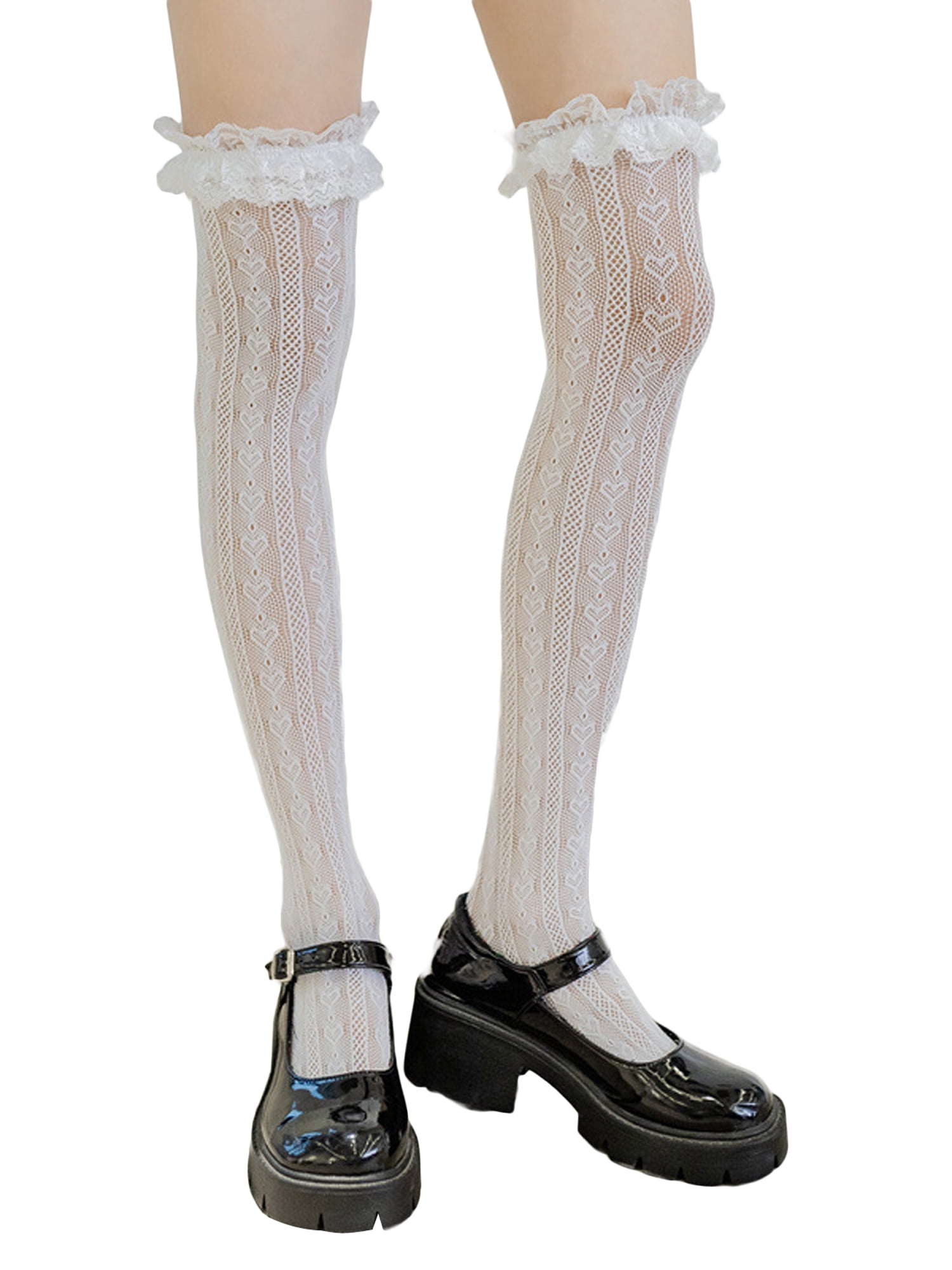 Womens 50 Full Print Stockings Kawaii Background Knee High Crew Socks 