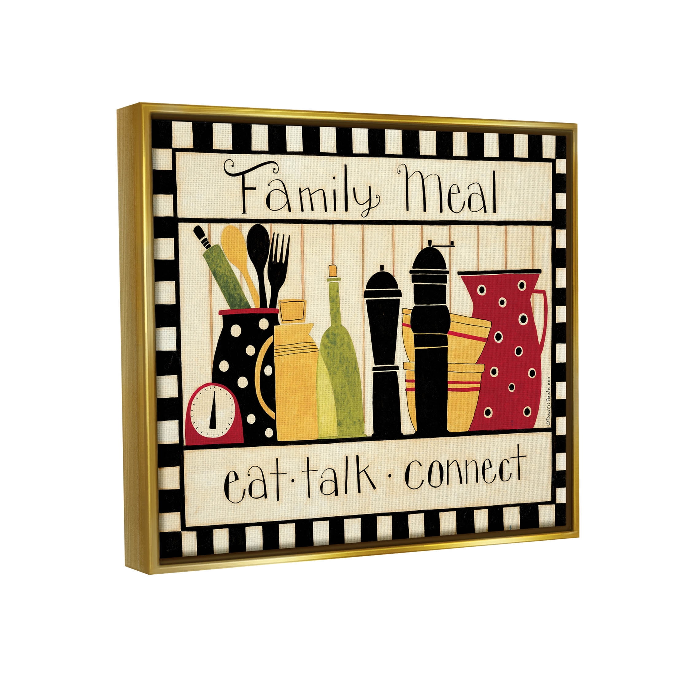 Family Meal Vintage Kitchen Utensils Food & Beverage Graphic Art Metallic Gold Framed Art Print Wall Art