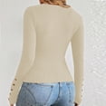 thumbnail image 3 of ZZwxWA Womens Sweaters Fall V Neck Pullover Long Sleeve Stretch Button Casual Ribbed Knit Tops, 3 of 3
