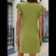 thumbnail image 5 of Vestido Tipo Chaleco Holgado con Escote en V Profundo, Plisado y Mangas de para Mujer, Verde Hierba, Talla XXL, 5 of 6