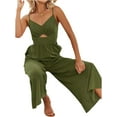 thumbnail image 3 of KOMOO Plus Size Women Wide-Leg Jumpsuit VNeck Hollow Sling Loose Romper High Waist Pockets Rompers, 3 of 6
