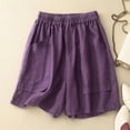 thumbnail image 2 of oqasdz Women's Linen Shorts Elastic High Waist Casual Loose Fit Solid Color Summer Shorts with Pockets Vintage Trendy Outdoor, 2 of 5