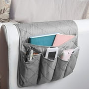 CNKOO Chair Armrest Organizer, Remote Control Holder Non-Slip Chair Armrest Organizer with 5 Pockets Armchair Caddy (Light Grey)