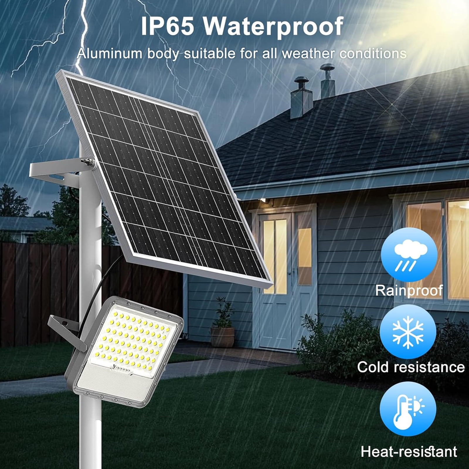 Solar Lights Outdoor Solar Flood Lights - 20000 Lumens LED Flood Lights 20000mAh IP65 Waterproof Solar Lights | Outside Lighting for Yard Garden (no Motion Sensor)