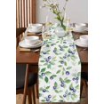 thumbnail image 4 of Blue Berry Table Runner 108 Inches, Summer Fruit Botanical Country Green Leaf Bed Runner Dresser Scarves Tabletop for Indoor Outdoor Parties/Ceremony/Banquet, 13"x 108", 4 of 8