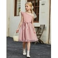 thumbnail image 4 of Oudiya Girls Spring One Shoulder Dresses Ruffle Sleeveless Formal Birthday Party Tulle Belted Dress for Kids 4-12Y, 4 of 6