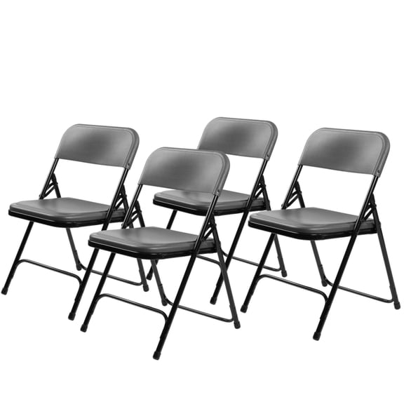 Pemberly Row 29.75" Premium Plastic Folding Chair in Charcoal (Set of 4)