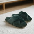 thumbnail image 2 of Womens Fuzzy Memory Foam Slippers Cross Band Cozy Plush Home Slippers Fluffy Furry Open Toe House Shoes Indoor Outdoor Slide Slipper, 2 of 6
