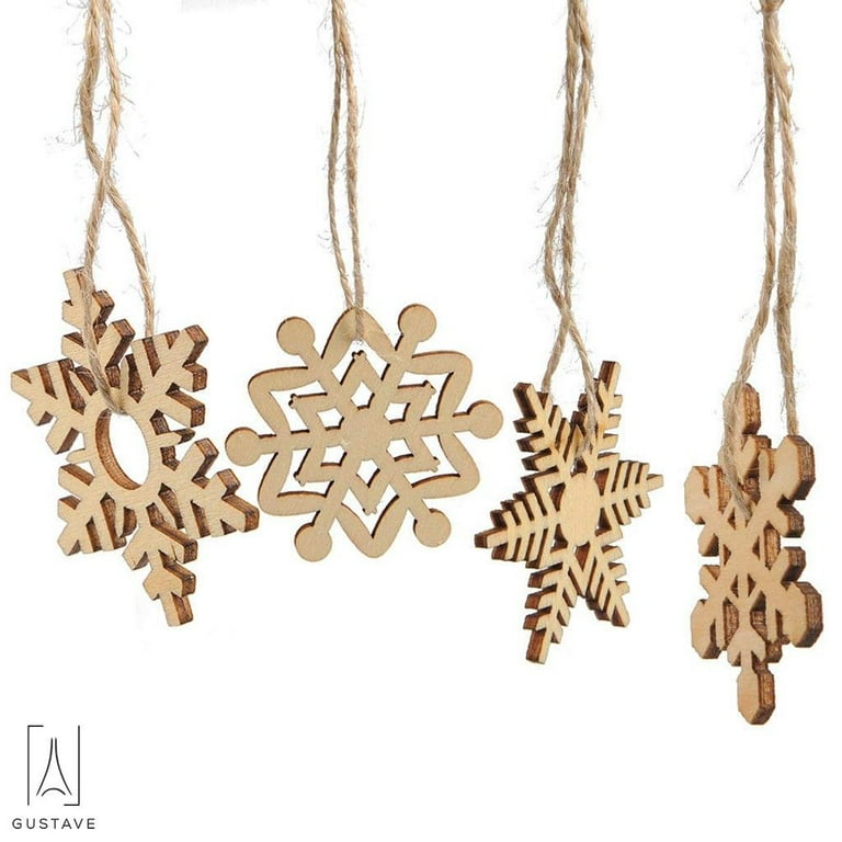 Gustave 10Pcs Christmas Wooden Snowflakes Ornaments DIY Crafts Wood  Snowflake Hanging Embellishments for Chrismas Tree Xmas Home Party  Decorations 10PCS 