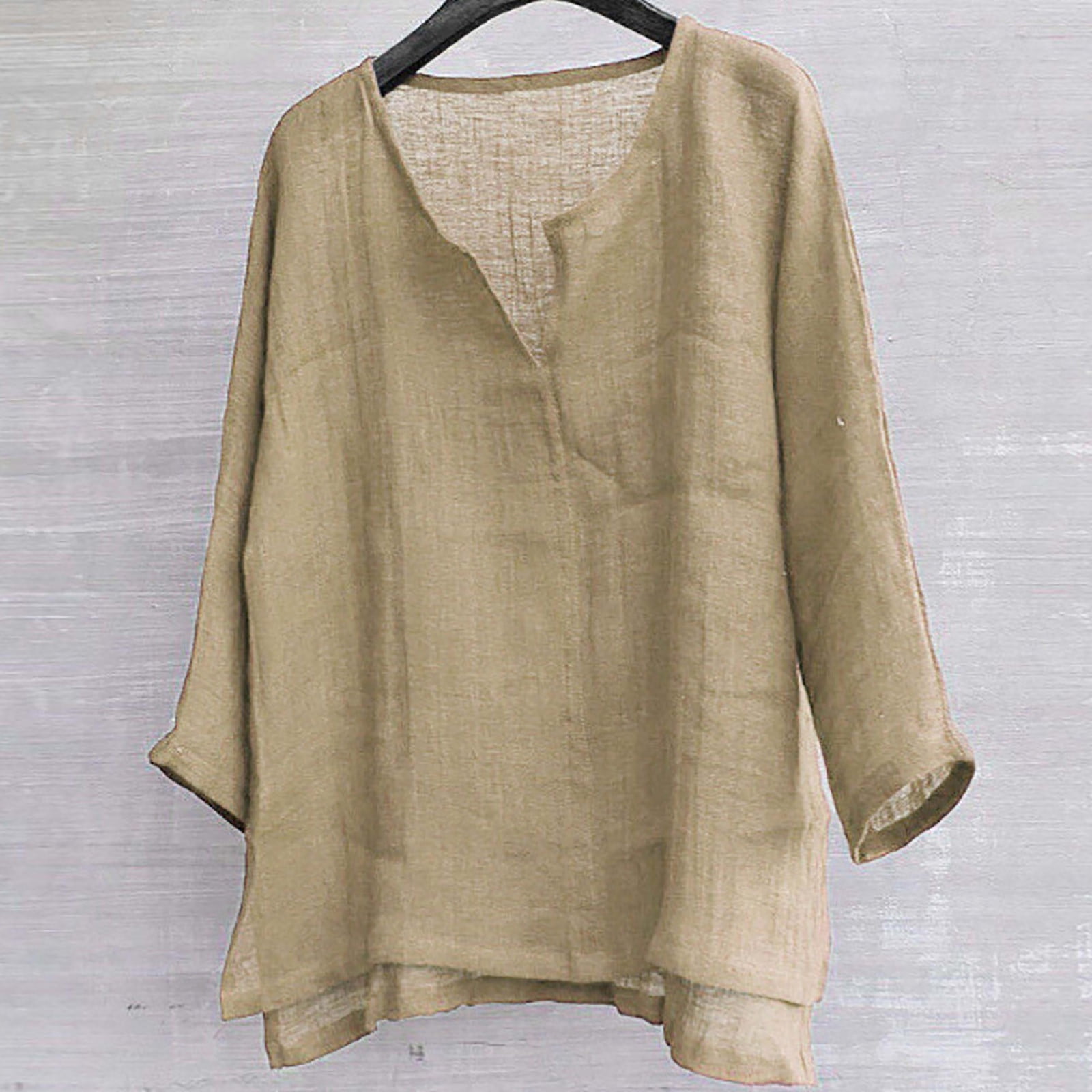 COOFANDY Homme Coton Lin Henley T-Shirt Manches Longues