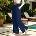 thumbnail image 4 of Gytharion Casual Wide Leg Pants for Women Solid Color Fashion High Waisted Drawstring Trousers Split Hem Pants with Pockets, 4 of 6