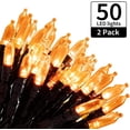 thumbnail image 5 of Morttic 2 Pack Orange String Lights 16.4Feet 50 LED Battery Operated Waterproof Mini Fairy Lights Show with 8 Modes for Outdoor Indoor Patio Xmas Tree Birthday Party Holiday Christmas Decorations, 5 of 8