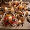 thumbnail image 5 of 2Pcs Fall Maple Leaf Berry Pine Cone Artificial Candle Ring Wreaths, 10.2in Autumn Harvest Thanksgiving Table Decor, Seasonal Candlestick Garlands Yellow, 5 of 5
