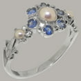thumbnail image 5 of LBG British Made 9k White Gold Cultured Pearl & Sapphire Womens Anniversary Ring - 33 size options - Size 9, 5 of 7