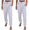thumbnail image 2 of CLOISE Mens Baggy Sweatpants Joggers with Pockets 2 Pack Solid Fleece Athletic Pants with Elastic Waist White L, 2 of 7