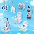 thumbnail image 2 of 7Pcs Wooden Box Wooden Lighthouse Mini Sailboat Anchor Fish Hanging Starfish Model Easter Ornament Aquarium Decor Tank Office Mini Garden Landscape, 2 of 6