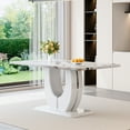 thumbnail image 3 of JUFU 63" White Faux Marble Dining Table with Durable MDF Top, Modern Style for Kitchen Room, 3 of 6