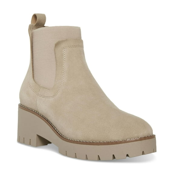 Aqua College Womens Demi Leather Lug Sole Chelsea Boots, Sand Suede, 6