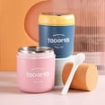 thumbnail image 3 of Japanese-Inspired 304 Stainless Steel Insulated Food Jar with Lid & Spoon, Portable Heat-Retention Soup Cup for Breakfast/Soup, Leakproof & Easy to Clean, Lightweight Design for On-the-Go, Blue PP, 3 of 5