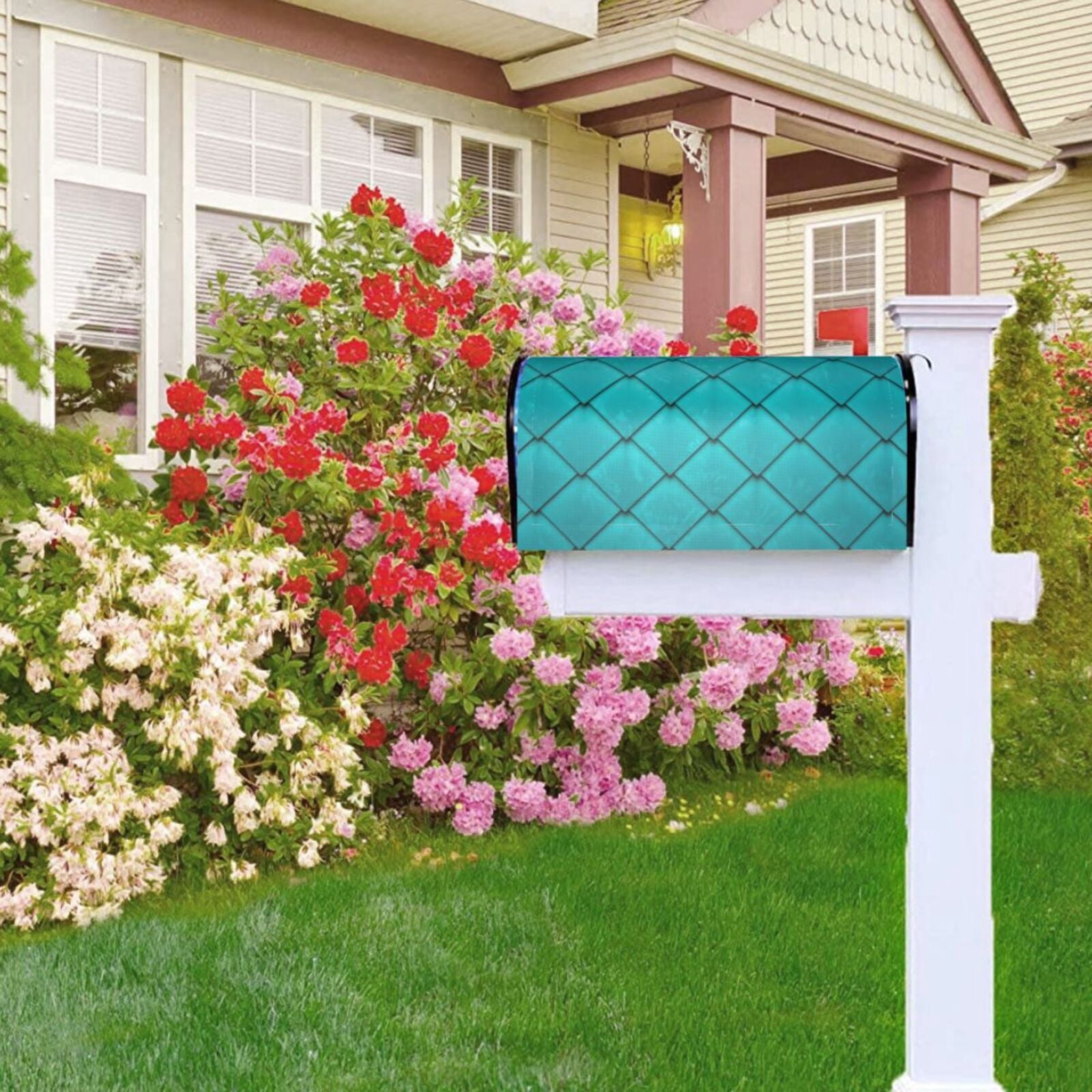 Xecao Diamond Shaped for Mailbox Cover with Magnetic Strips, Waterproof and Sunscreen, Adds a Decorative Touch to Your Garden Yard-21x18 in