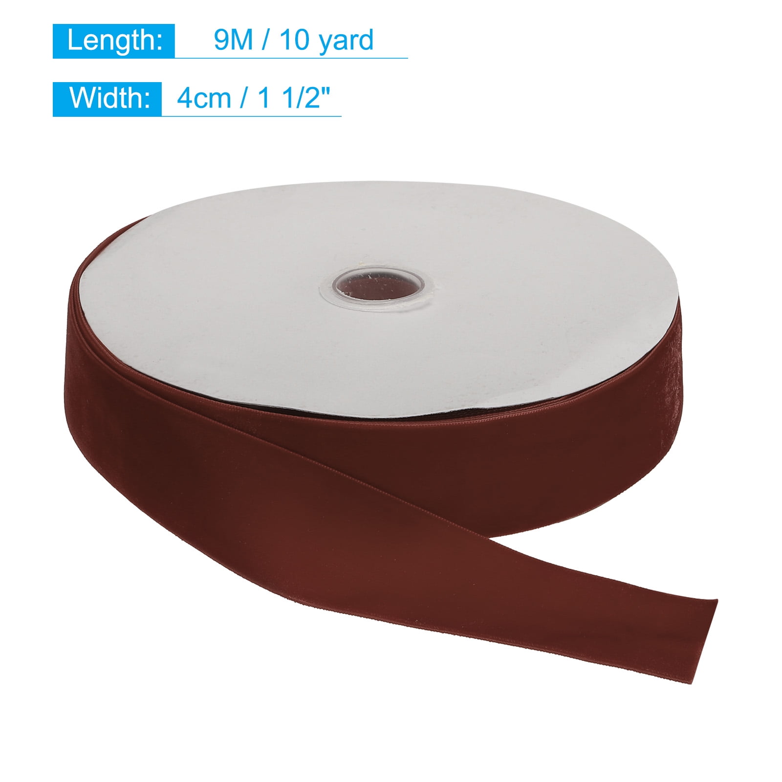 Uxcell Velvet Ribbon Single Face Spool Silky Velvet Fabric for Bouquets DIY Crafts Gift Wrapping Wedding Party Brown 1 1/2" x 10 Yard