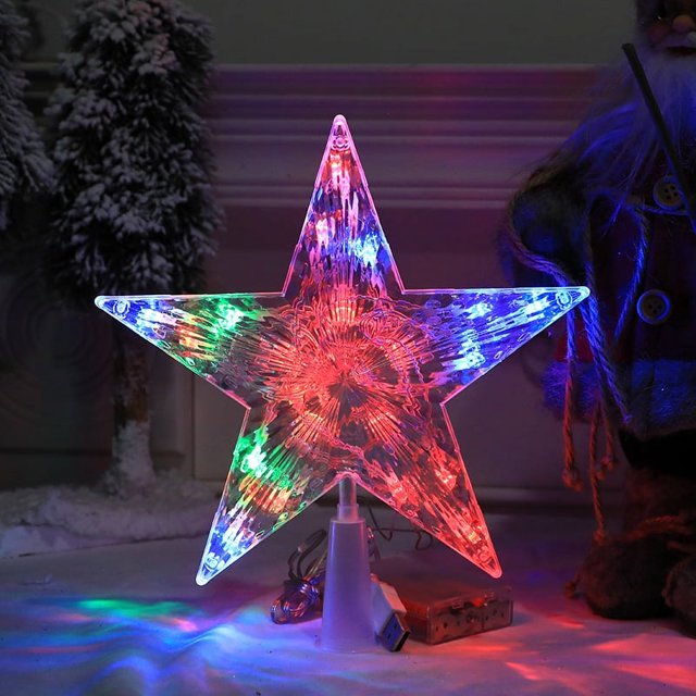 piezas de estrella de plástico árbol de Navidad color brillante batería luminosa o decoración de árbol de Navidad de cinco estrellas USB (21 cm)