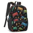 thumbnail image 2 of Game Controller Black Pattern 17" School Backpacks for Teens,Waterproof Oxford Fabric,S-Shape Padded Straps for School,Travel,Hiking,Camping, 2 of 6