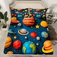 thumbnail image 2 of Manfei Colorful Planet Full Size Sheets,Oil Painting Aesthetic Bed Sheets,Cartoon Stars Print Sheet Sets For Boys Kids,Microfiber Bedroom Decor,4 Pieces, 2 of 7