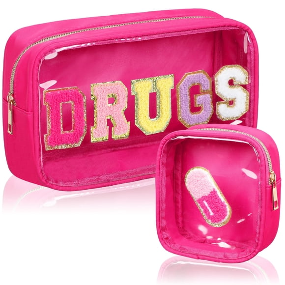 Bolsa Hillban Medicine Chenille Letter Preppy de PVC transparente de nailon