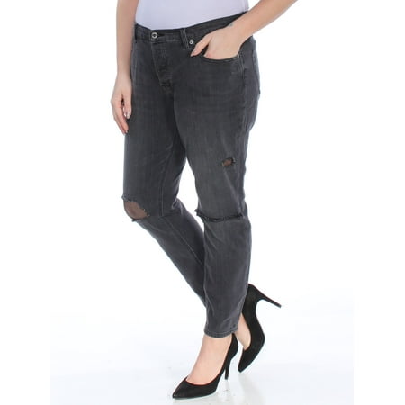 FREE PEOPLE $128 Womens New 1515 Black Frayed Distressed Jeans 31 WAIST B+B