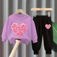 thumbnail image 2 of Toddler Girl Winter Clothes 2T 3T 4T 5T 6T 7T 8T Girl Clothes Toddler Girl Clothes Fall Outfits Long Sleeve Sweatshirt Tops + Pants Set Purple Size 5-6 Years, 2 of 4