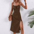 thumbnail image 2 of Women Spaghetti Straps Sleeveless Summer Dresses Polka Dot Split Printed Maxi Dresses Midi Beach Vacation Dress, 2 of 6