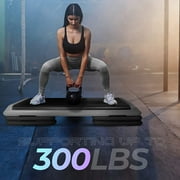 Yes4All Adjustable Aerobic Step Platform, 40 in x 16 in with 4 Risers, Black and Grey