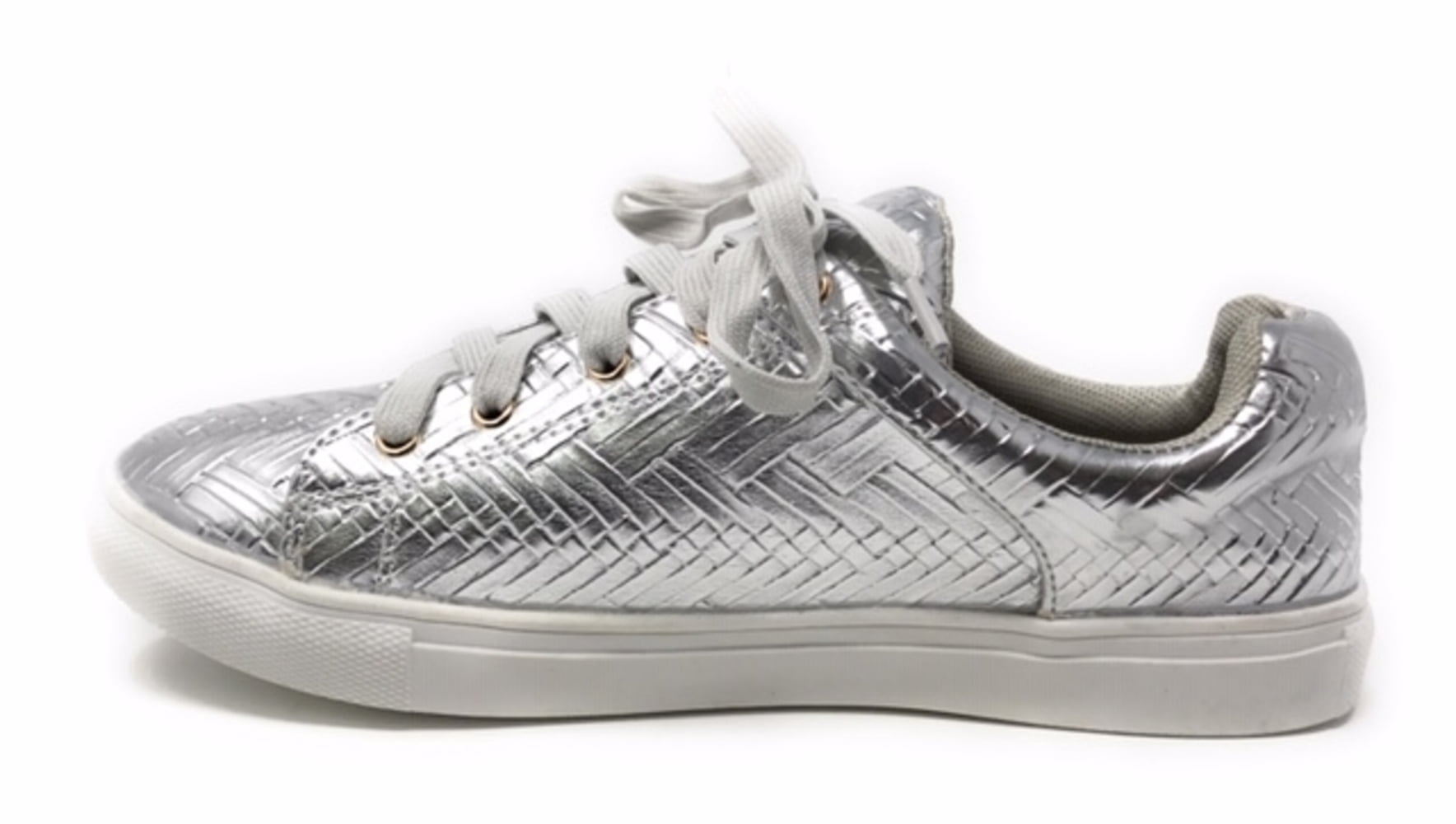 Forever Young Women's Metallic Weaved Textured Lace up Sneakers